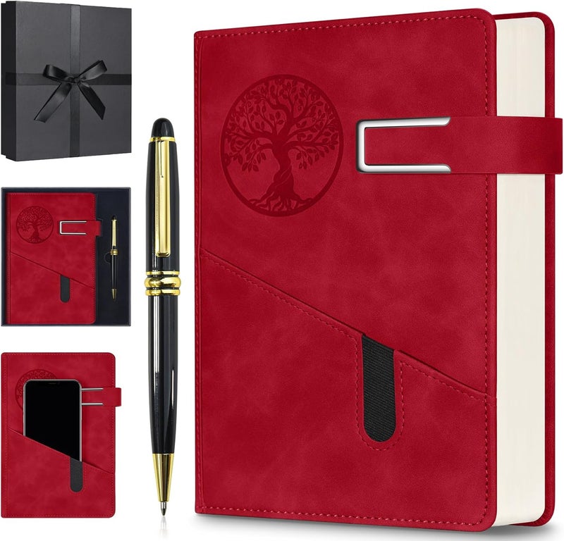OFFIGIFT Lined Notebook Journal for Men Women, 365 Pages Numbered College Ruled Notebook, Hardcover Leather Journal with Pen & Gift Box, Thick Daily Diary, Professional Notebooks for Work, School, Business, A5 - Image 1